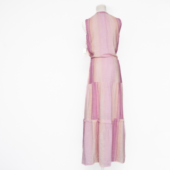 Liverpool. Sleeveless Tiered Maxi Dress with Adjustable Waist. - Picture 3 of 15